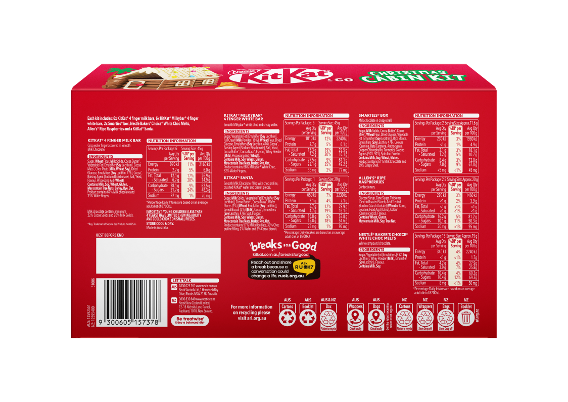 KitKat Christmas Cabin Kit 932g back